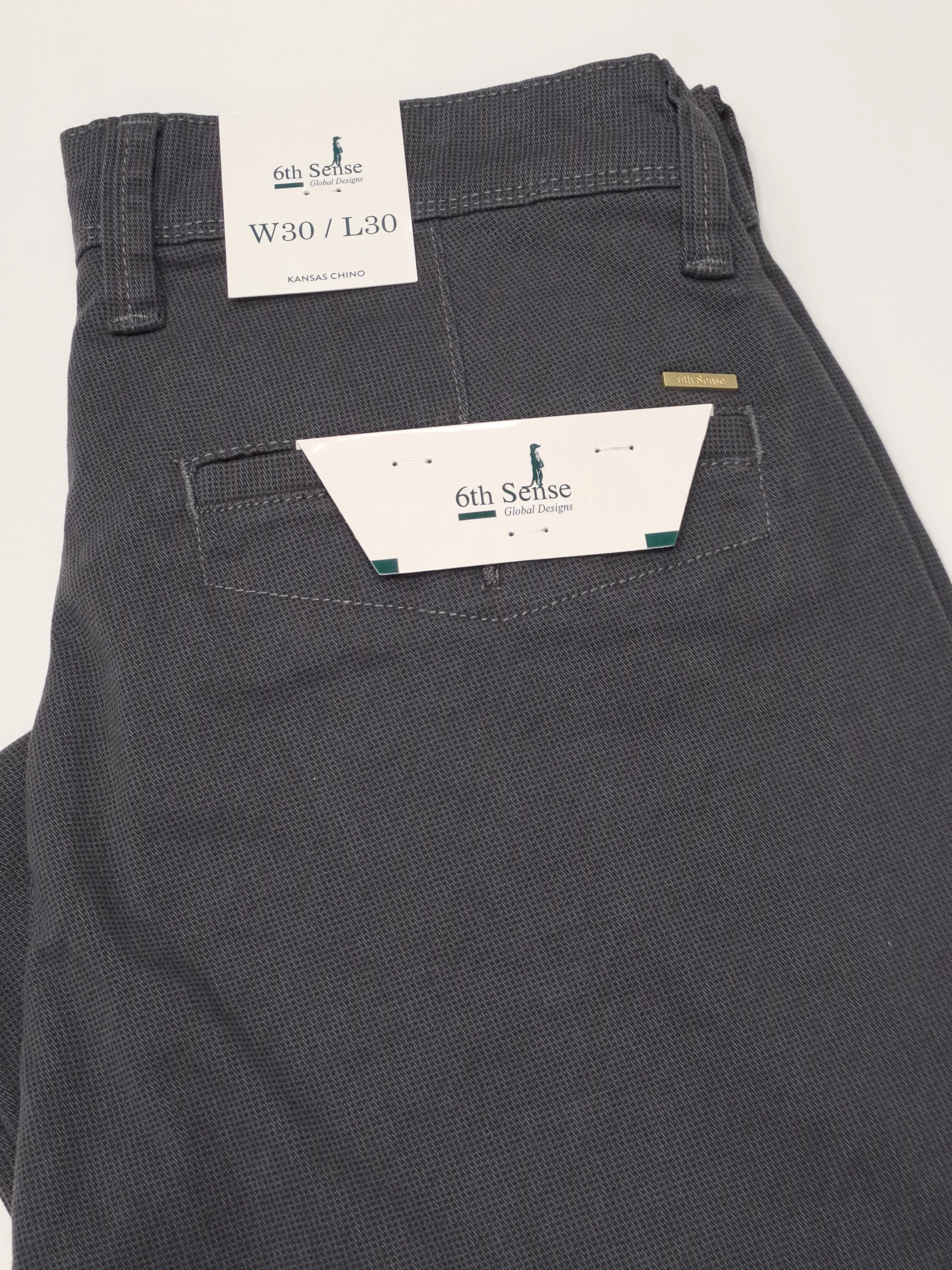 6th Sense Kansas Chino - Derby Print Charcoal