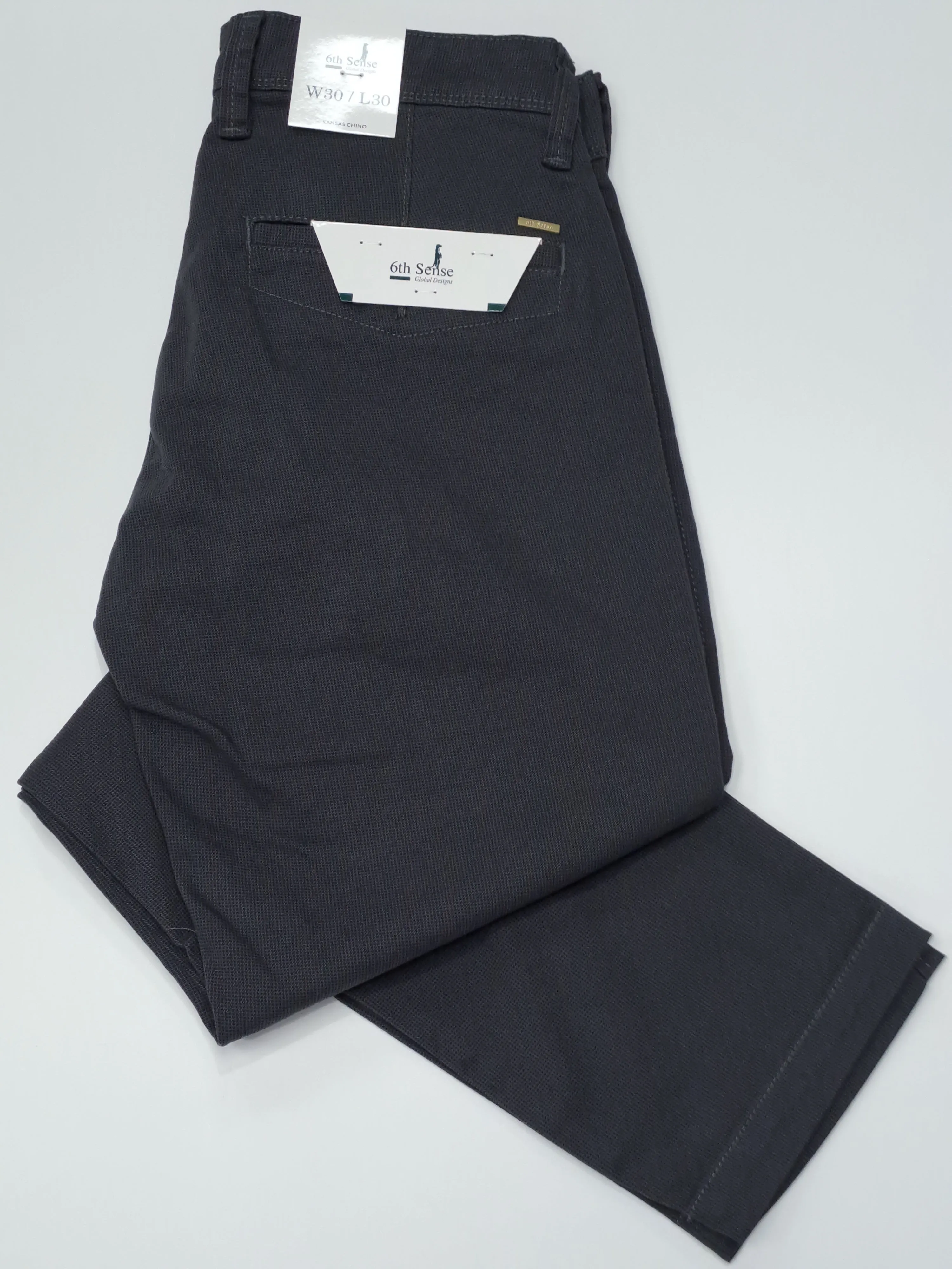 6th Sense Kansas Chino - Derby Print Charcoal