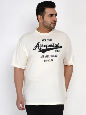 Aeropostale - Men White Plus Size Regular Fit Pure Cotton Print T-shirts