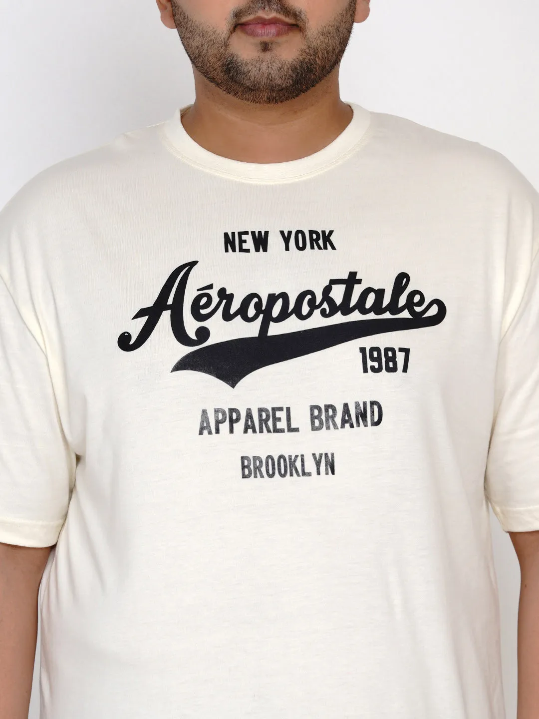 Aeropostale - Men White Plus Size Regular Fit Pure Cotton Print T-shirts