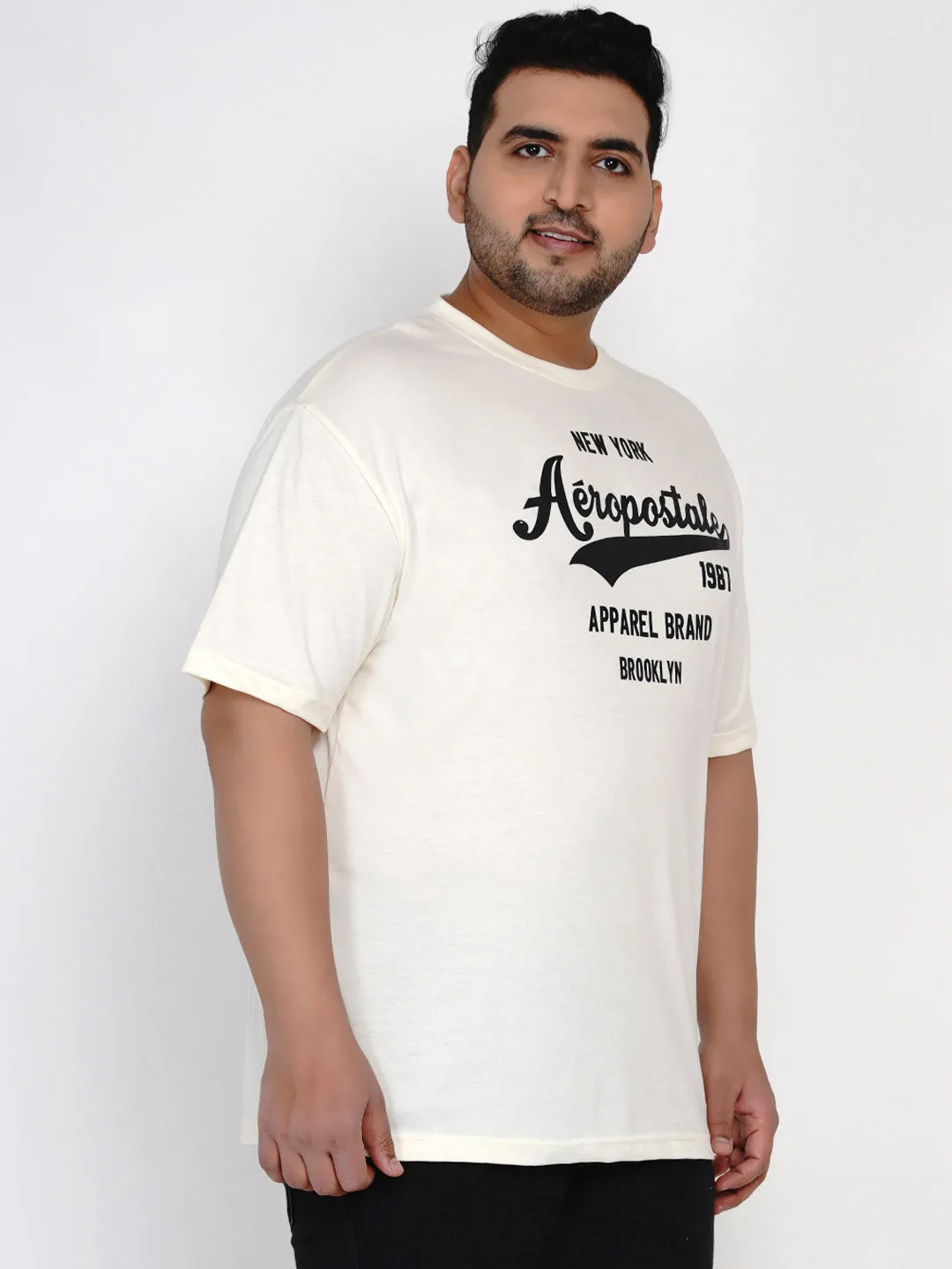 Aeropostale - Men White Plus Size Regular Fit Pure Cotton Print T-shirts