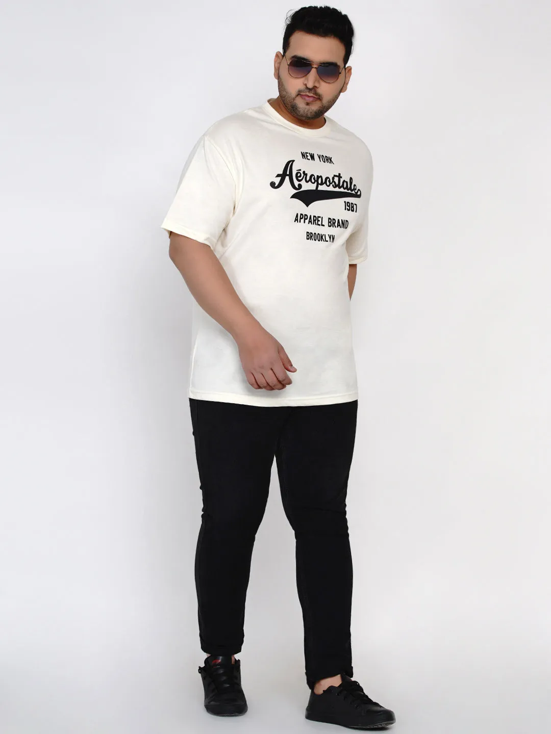 Aeropostale - Men White Plus Size Regular Fit Pure Cotton Print T-shirts
