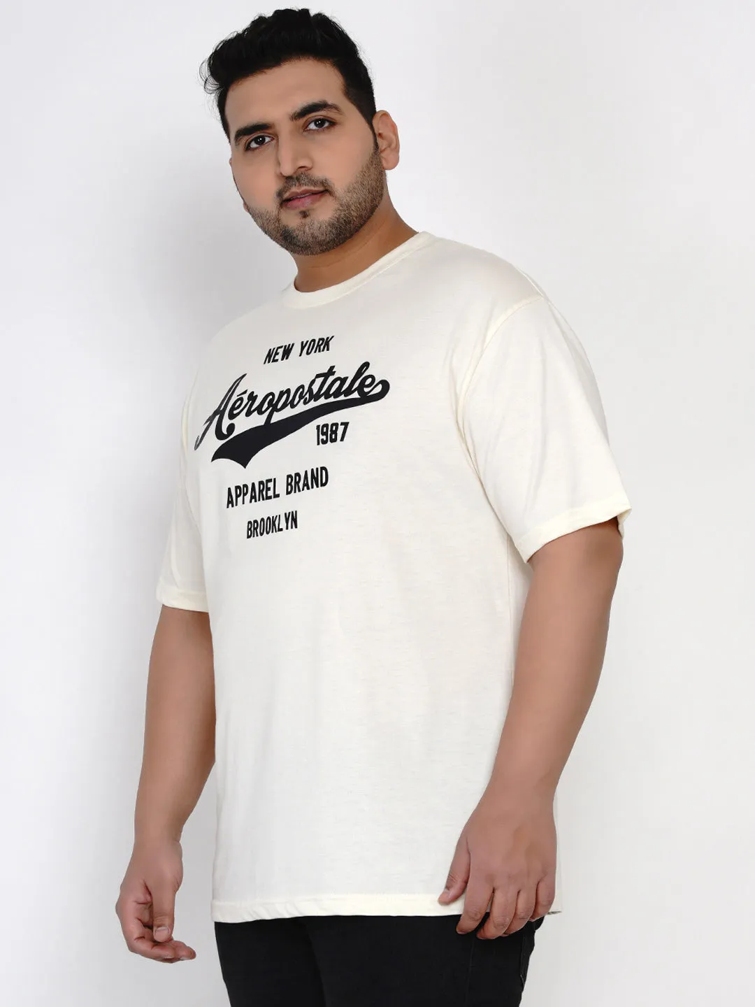 Aeropostale - Men White Plus Size Regular Fit Pure Cotton Print T-shirts