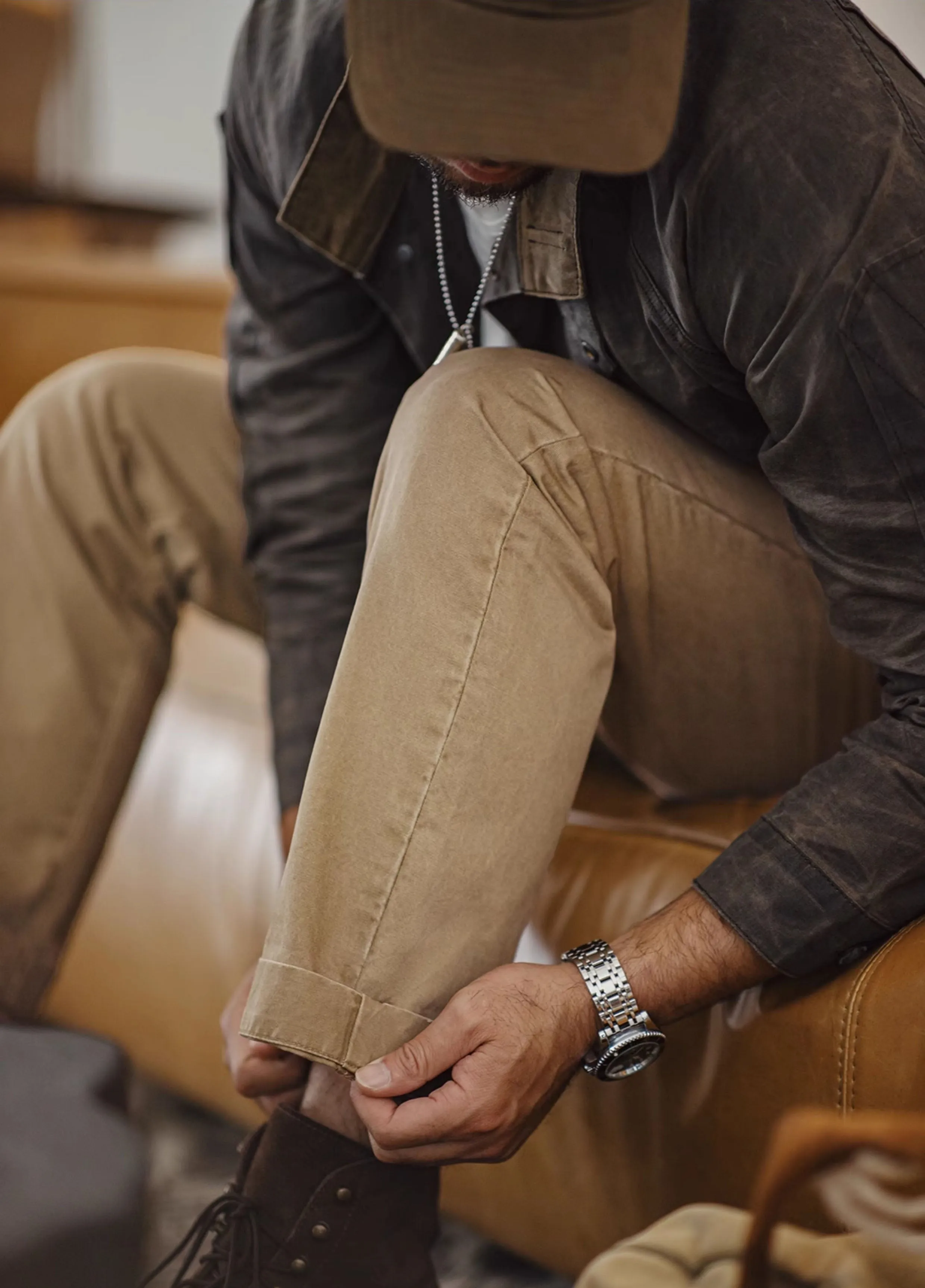 American Retro Casual Workwear Heavyweight Slim Men's Trousers