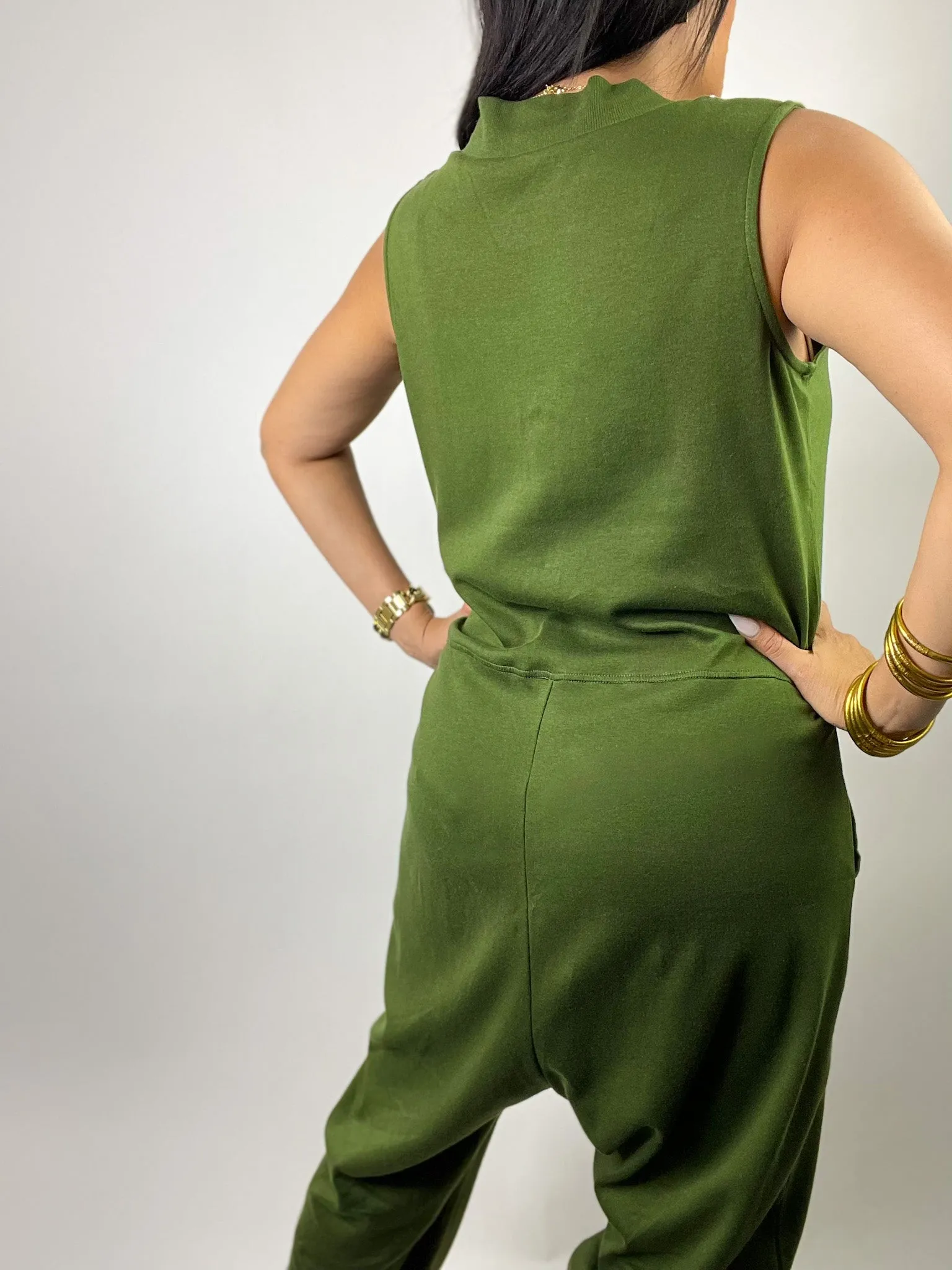 Army Green Harem Overall