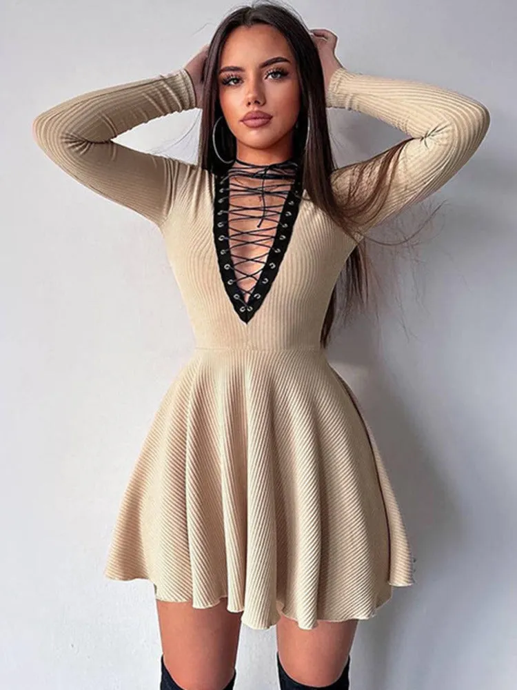 Audrey Ribbed Bandage Mini Dress