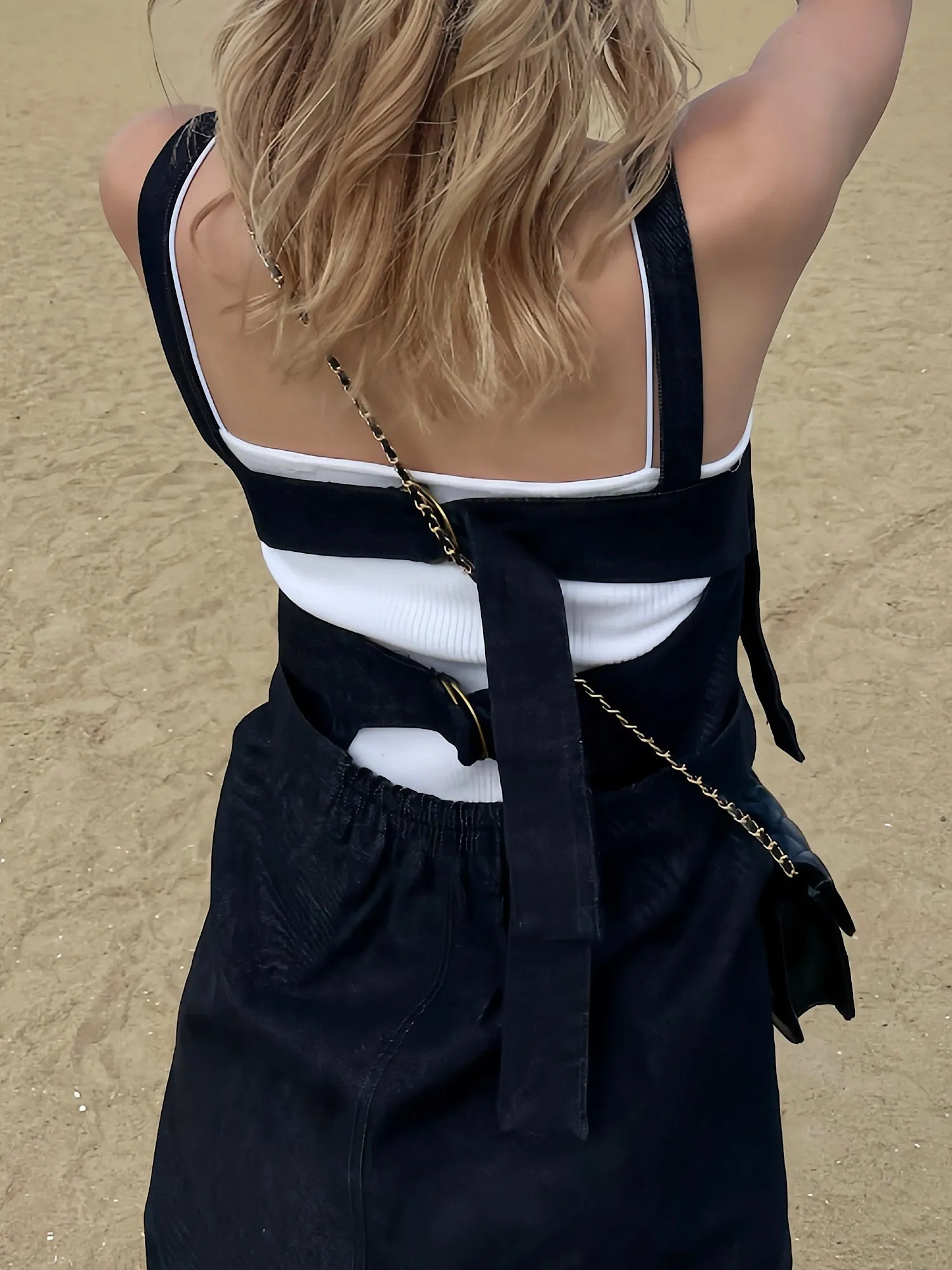 Back design denim all in one