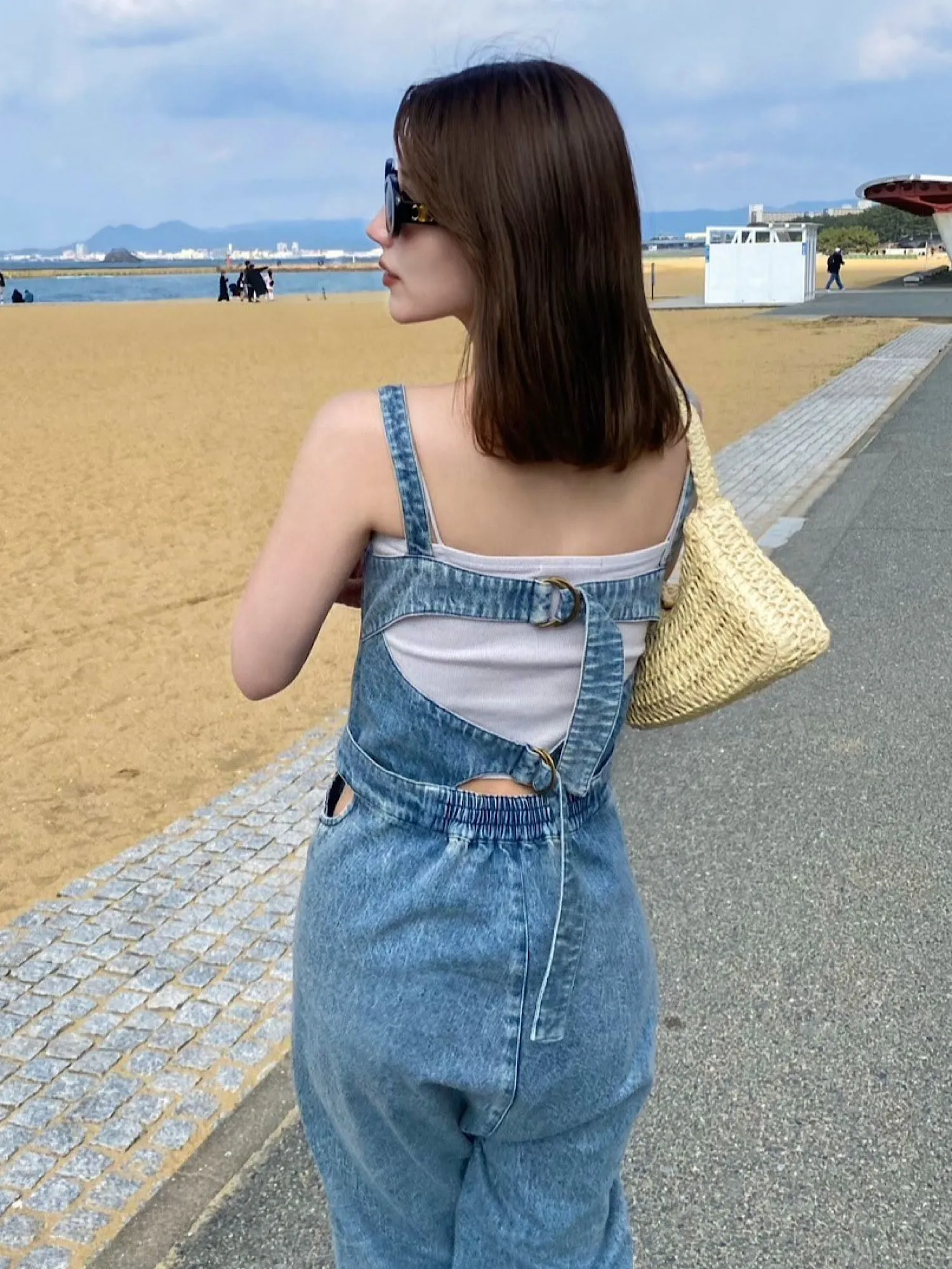 Back design denim all in one