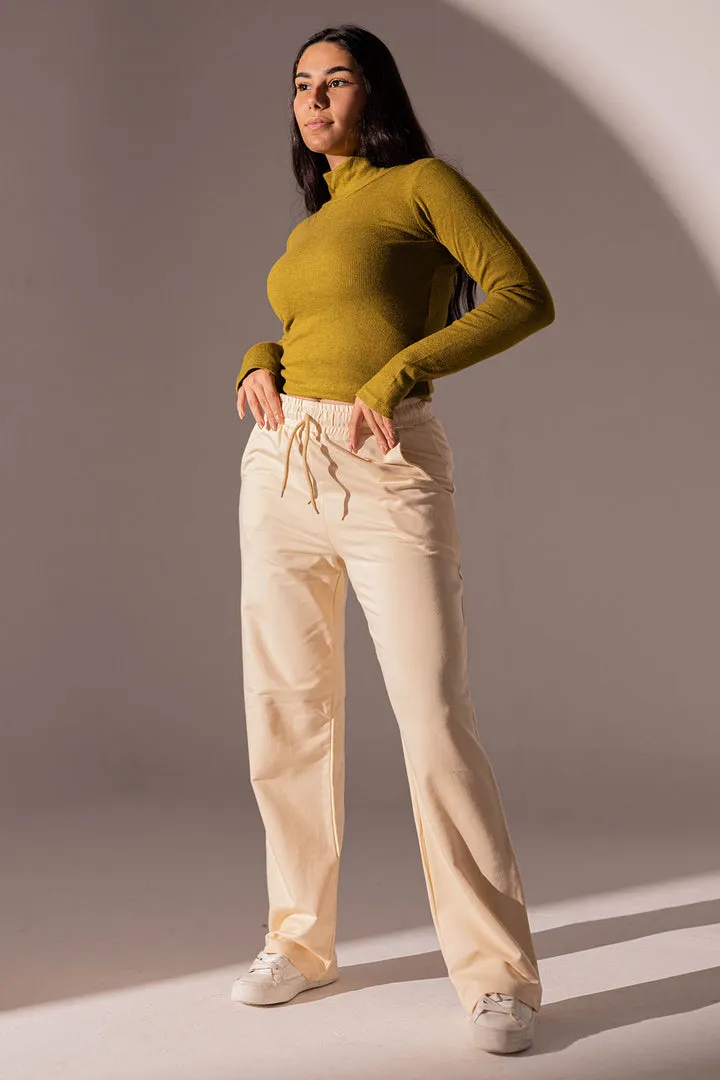 Beige Comfy Melton Sweatpants