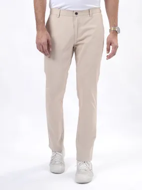 Beige Dobby Uno Fit Casual Trouser | JadeBlue