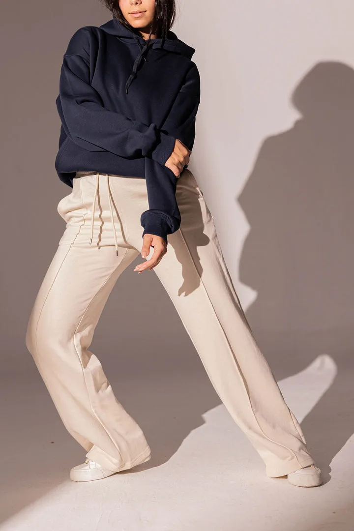Beige Wide-leg Sweatpants