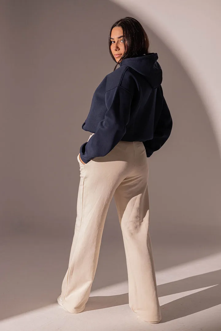 Beige Wide-leg Sweatpants