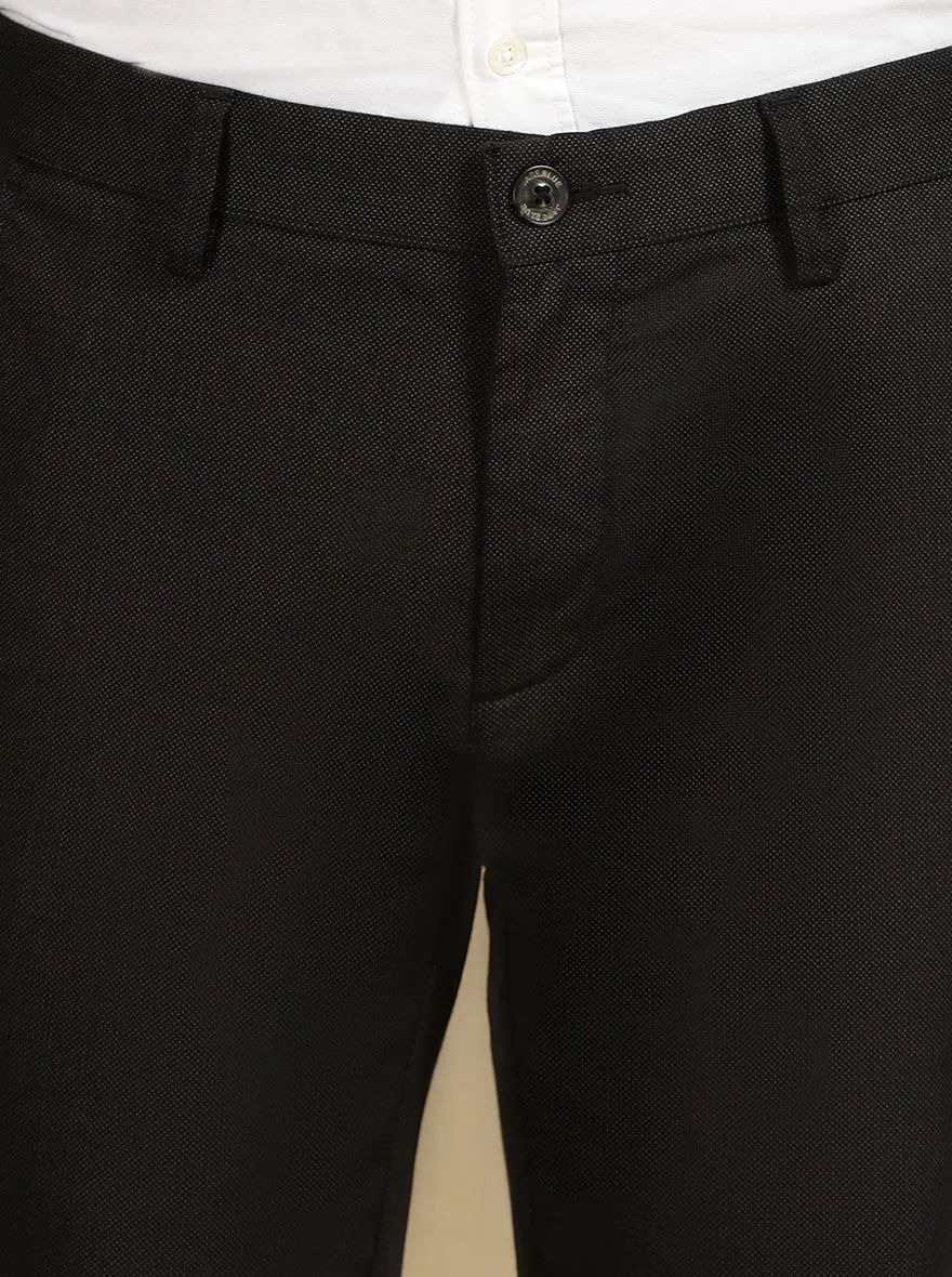 Black Printed Uno Fit Casual Trouser | JadeBlue
