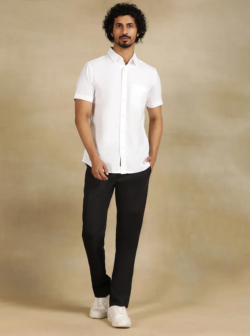 Black Printed Uno Fit Casual Trouser | JadeBlue