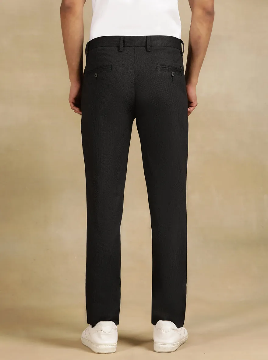 Black Printed Uno Fit Casual Trouser | JadeBlue