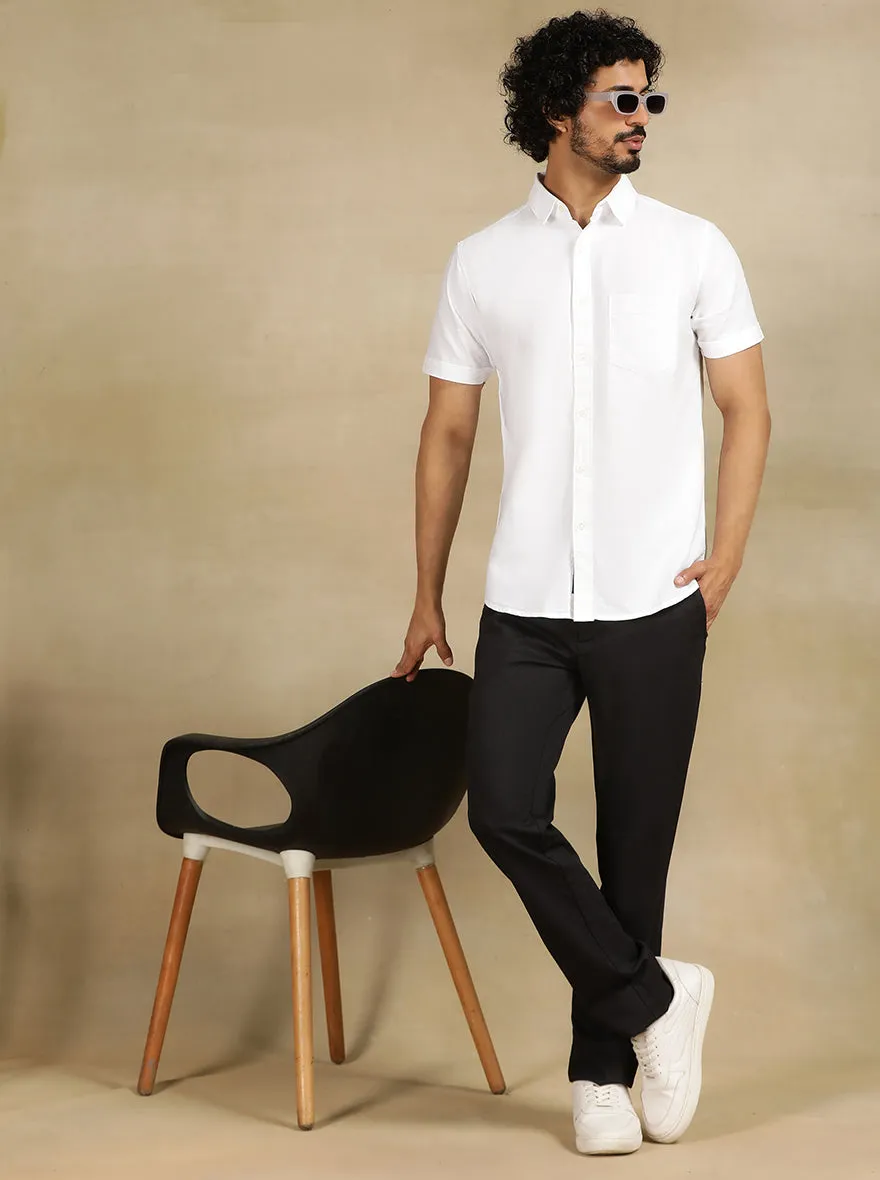 Black Printed Uno Fit Casual Trouser | JadeBlue