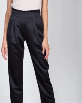 Black Satiny Pleated Pants