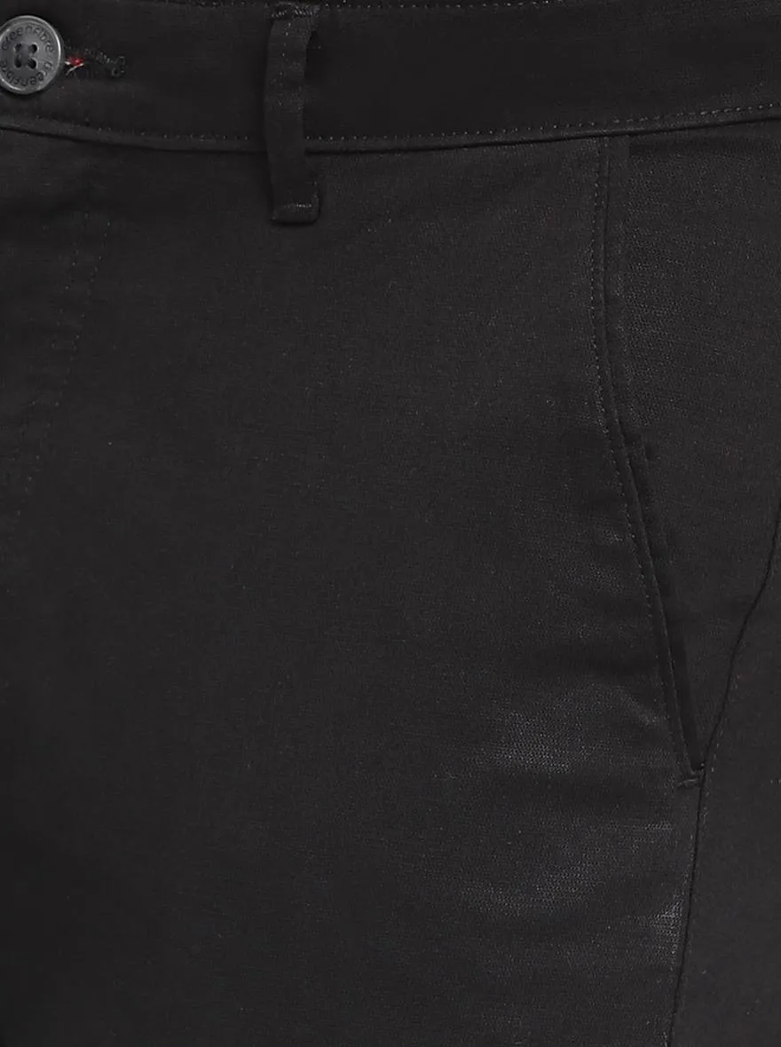 Black Solid Neo Fit Casual Trouser | Greenfibre