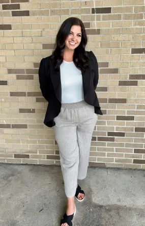 Black Stretch Open-Front Blazer