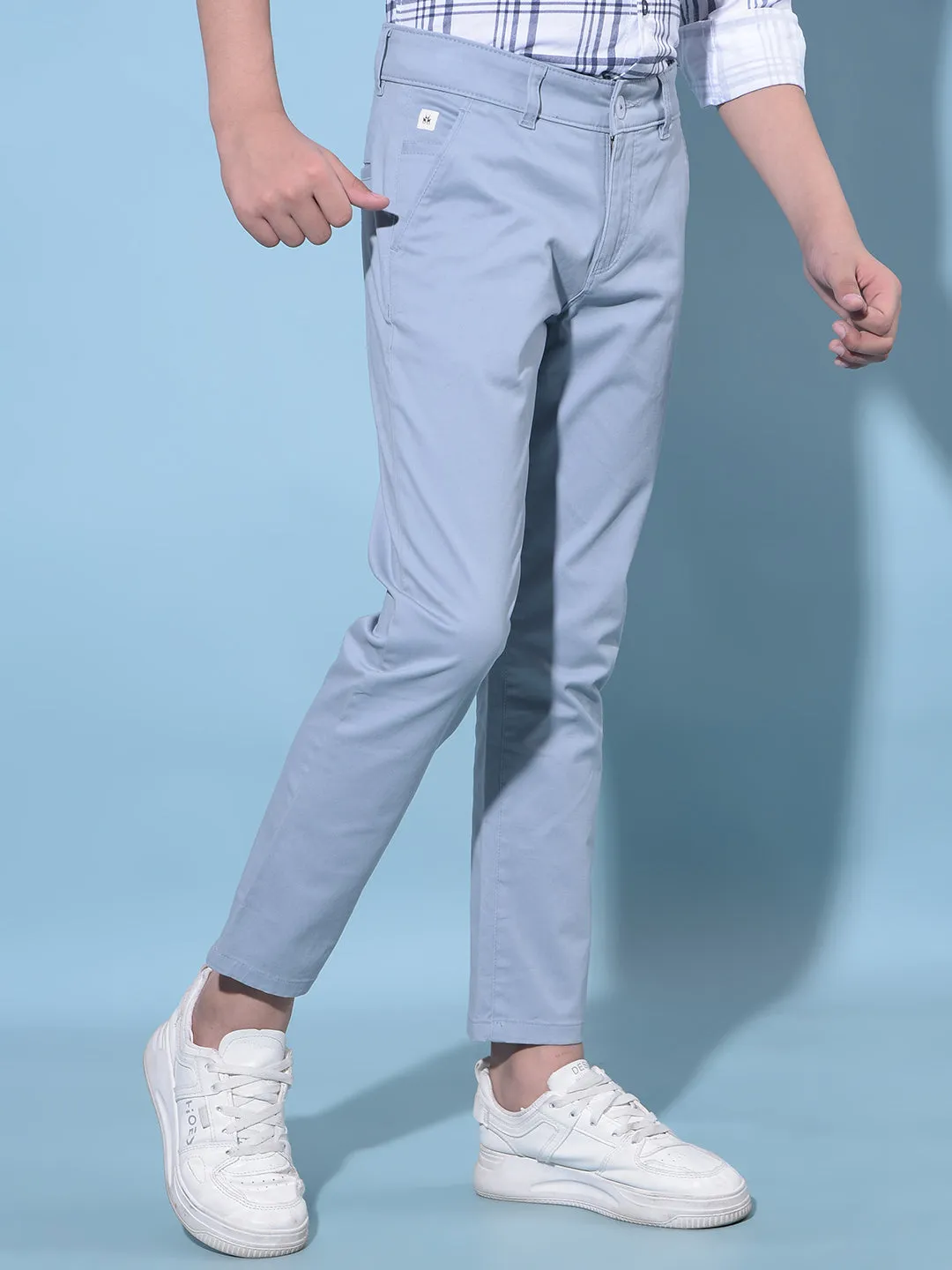 Blue Cotton Chinos Trousers