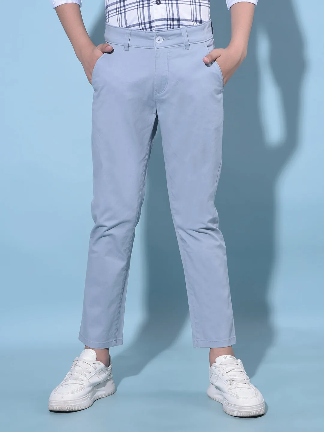Blue Cotton Chinos Trousers