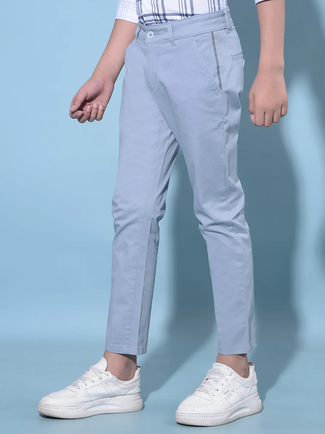 Blue Cotton Chinos Trousers