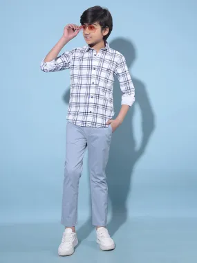 Blue Cotton Chinos Trousers