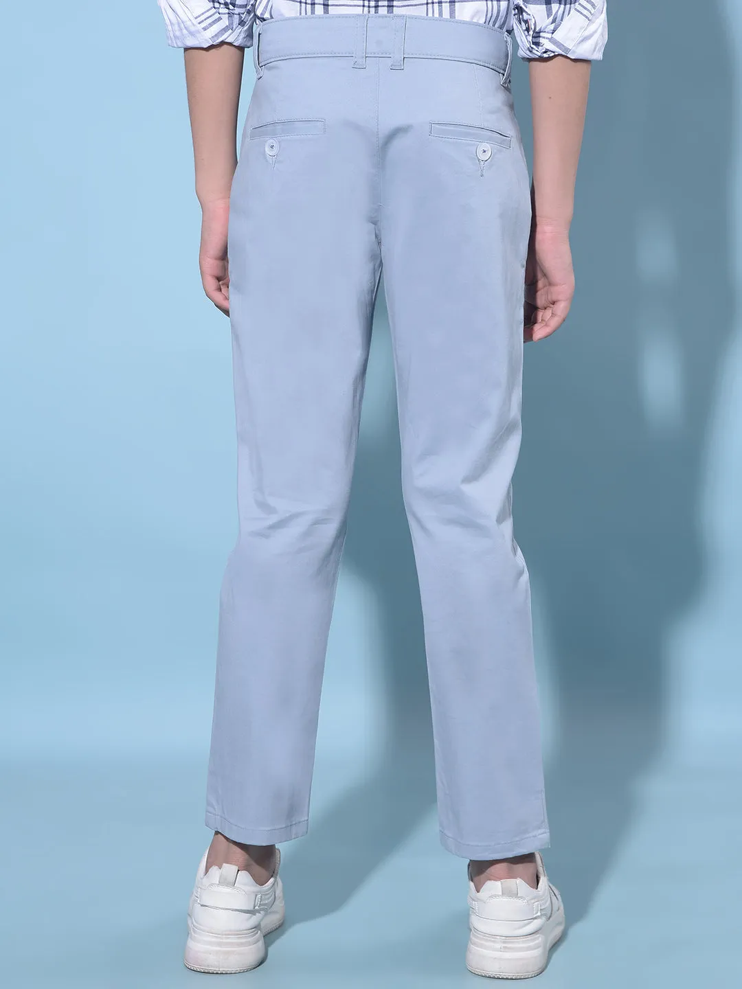 Blue Cotton Chinos Trousers