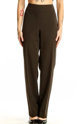 Brown Wide-Leg Dress Pants