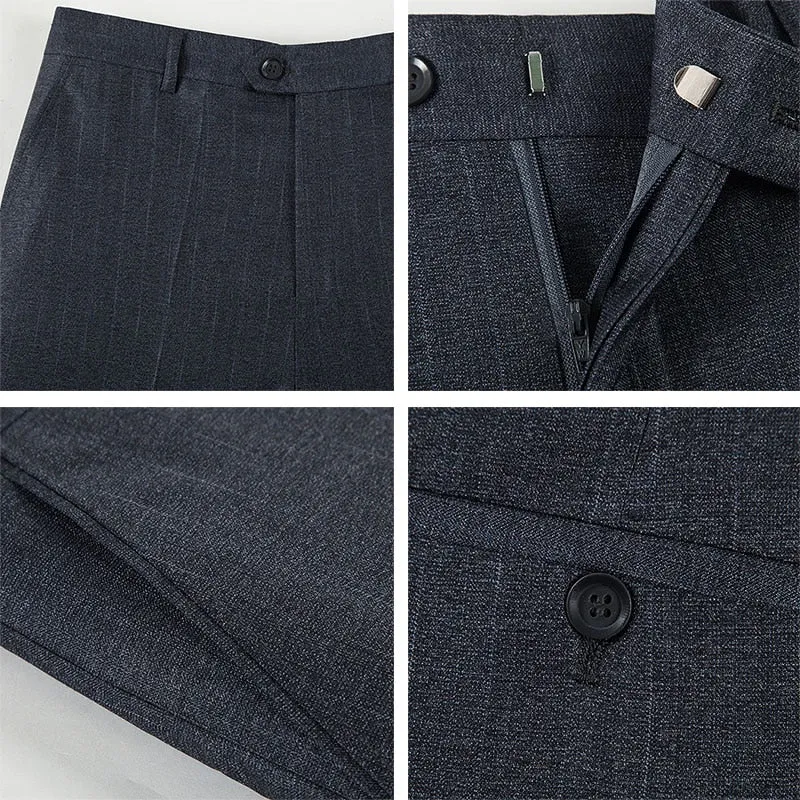Business Men Thin Suit Pants Size 29-56 Solid Silk Long Dress Pants