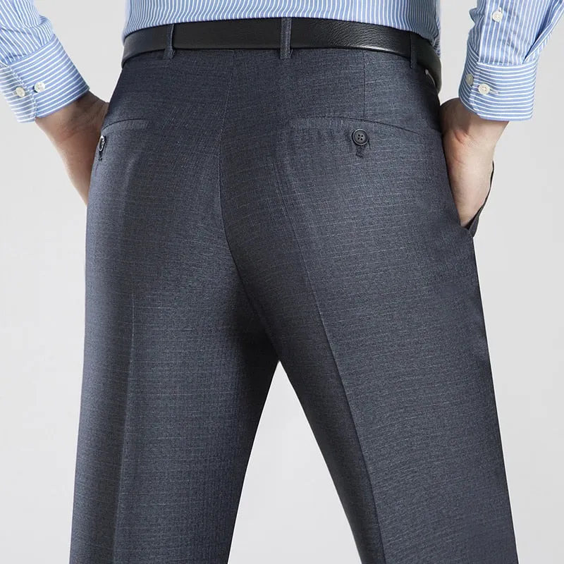 Business Thin Suit Pants Size 29-48  Solid Silk Long Dress Pants