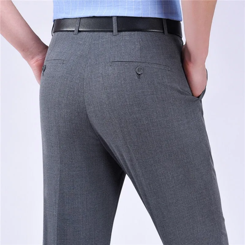 Business Thin Suit Pants Size 29-48  Solid Silk Long Dress Pants