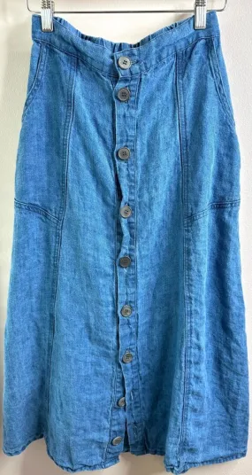 Button Down Skirt- Indigo Blue