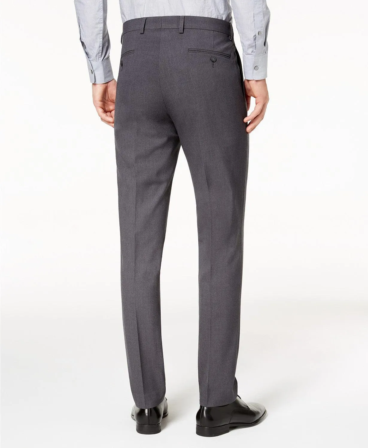 Calvin Klein Mens Skinny fit Dress Pants 34 / 30 Grey Solid Stretch