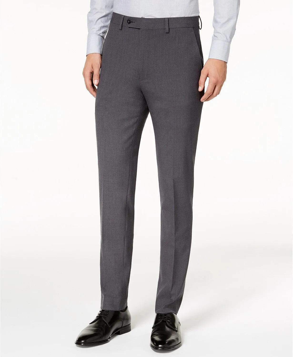 Calvin Klein Mens Skinny fit Dress Pants 34 / 30 Grey Solid Stretch