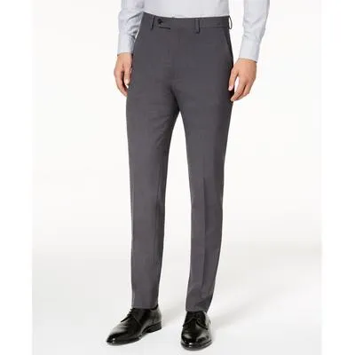 Calvin Klein Mens Skinny fit Dress Pants 34 / 30 Grey Solid Stretch