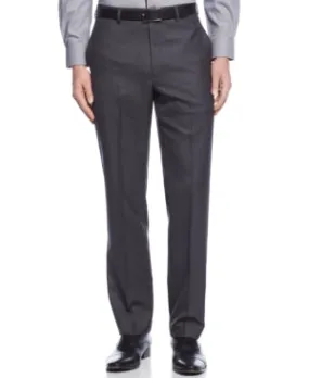 Calvin Klein Mens Slim fit Dress Pants 33 / 32 Grey Solid Stretch