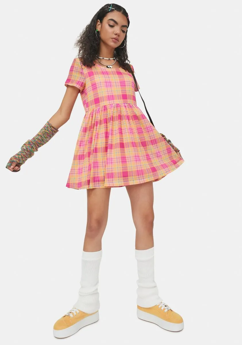 Chasing Sunshine Plaid Babydoll Dress