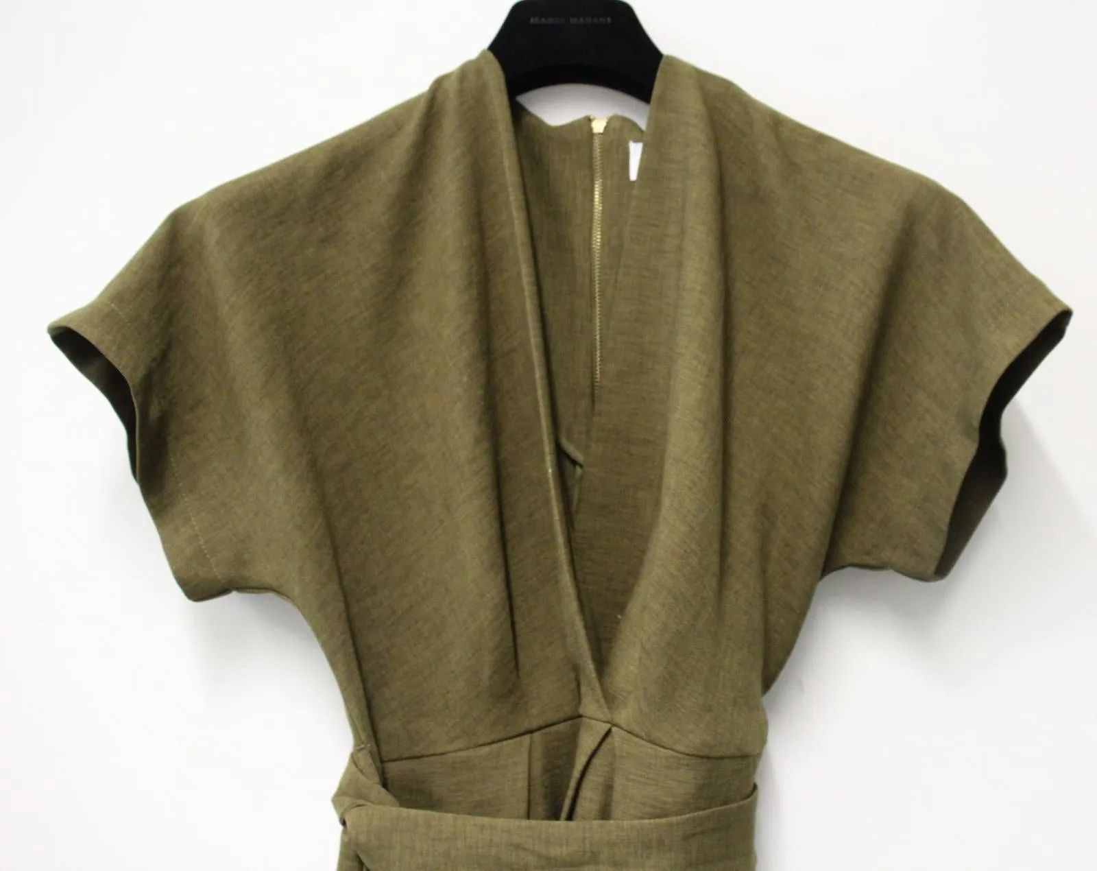 CLOSET LONDON Ladies Olive Green Tie Waist Kimono Sleeve Wrap Dress Approx UK12