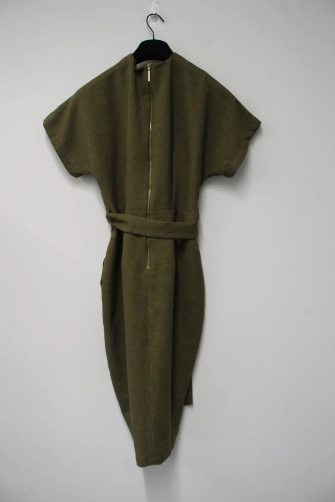 CLOSET LONDON Ladies Olive Green Tie Waist Kimono Sleeve Wrap Dress Approx UK12