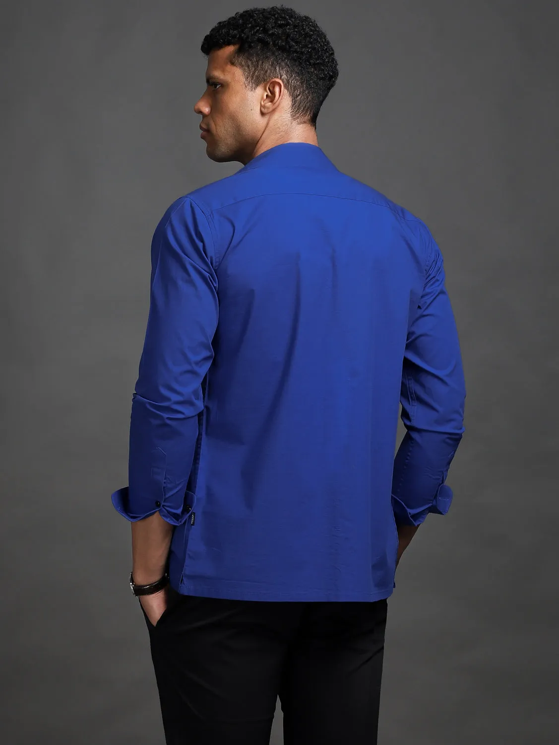 Electric Blue Contrast Pocket Shirt (Studio Collection)