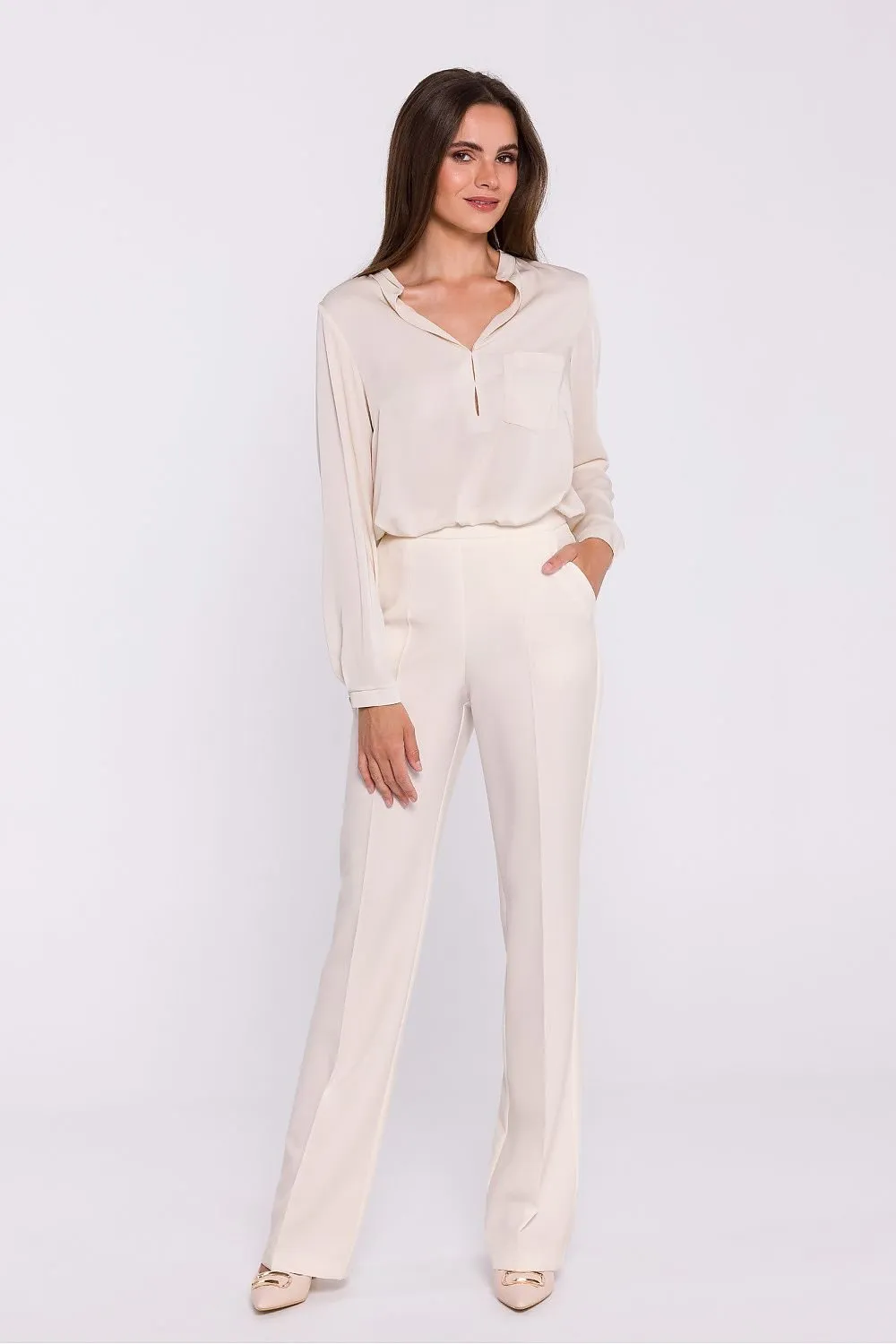 Elegant fabric flared legs pants