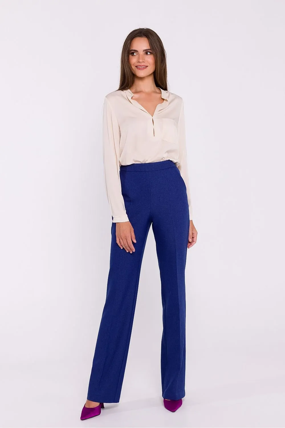 Elegant fabric flared legs pants