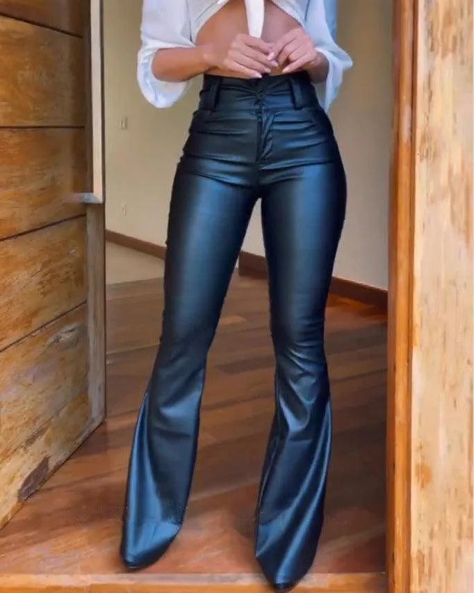 Flared Leather Pants