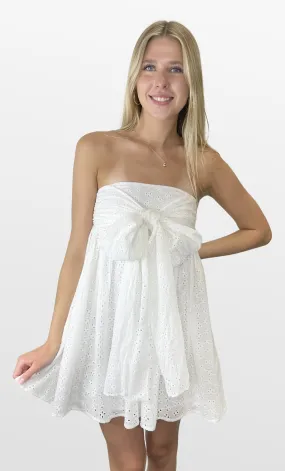 Flirty Friendship Eyelet Babydoll Dress With Bow