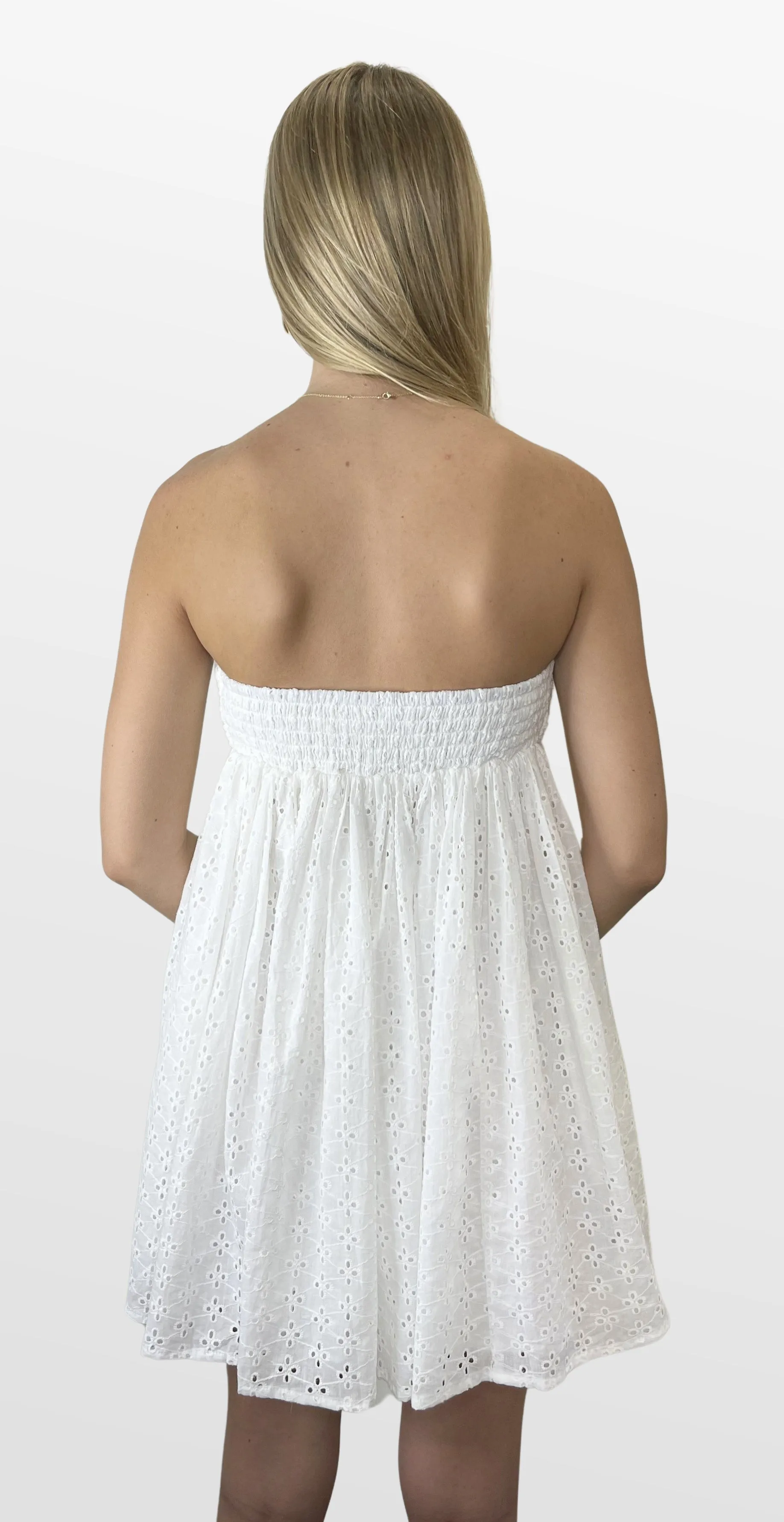 Flirty Friendship Eyelet Babydoll Dress With Bow