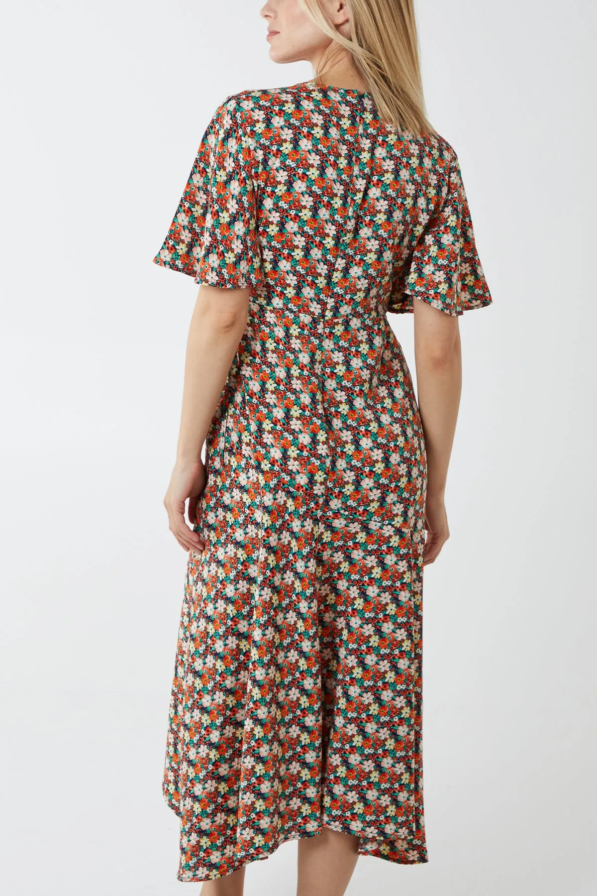 Floral Wrap Midi Dress
