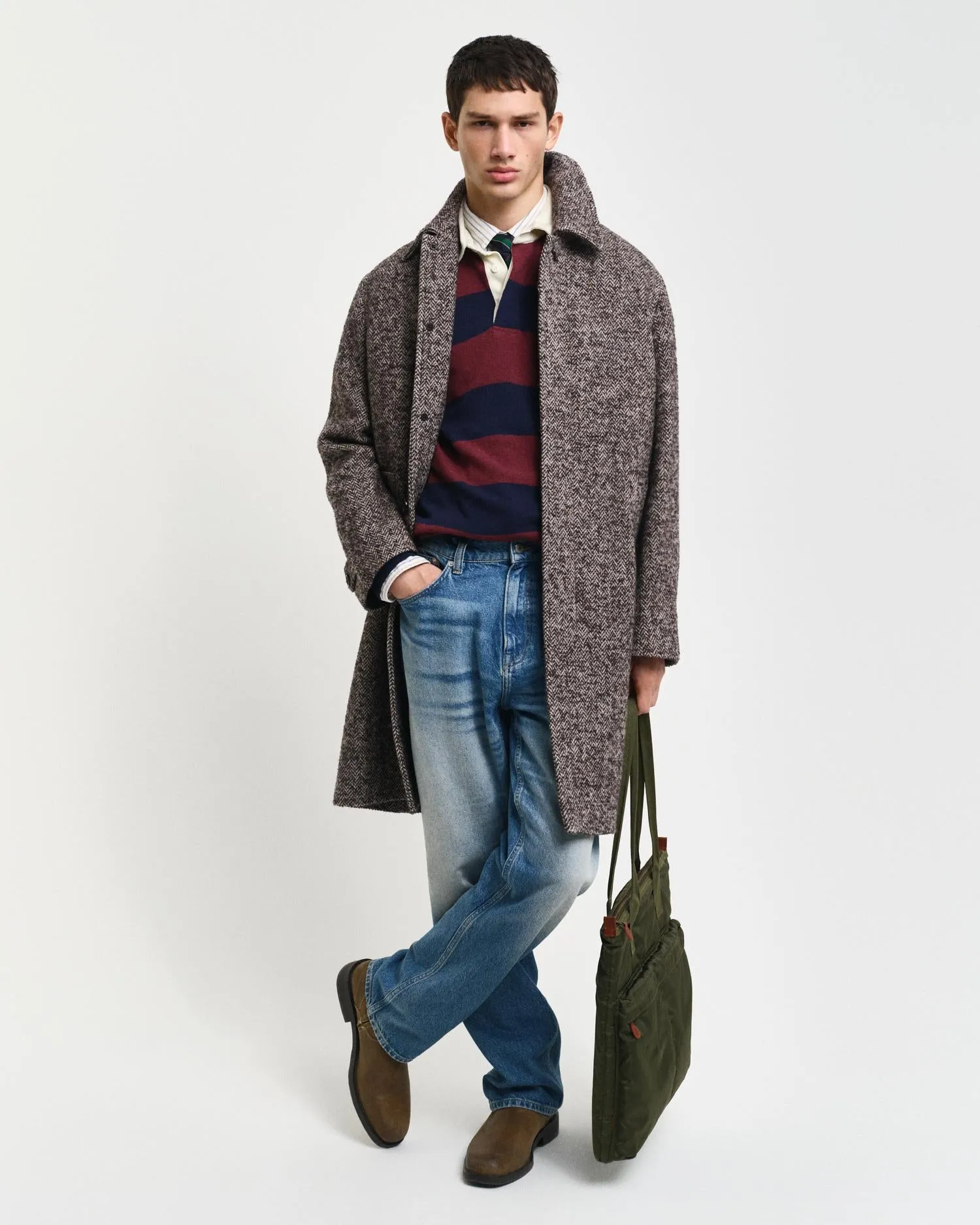 Gant Apparel Mens WOOL CAR COAT 243/DEEP BROWN
