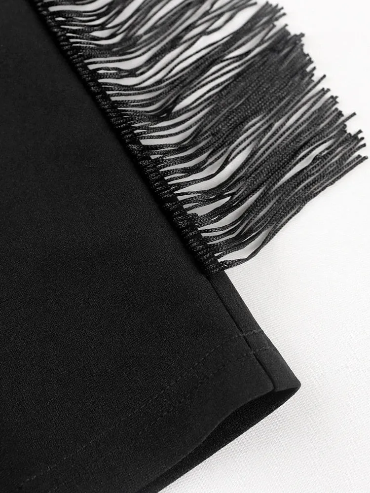 High Waist Pants Tassel Capris Fringe Trousers