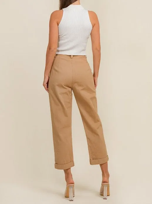 High waist pleated pants
